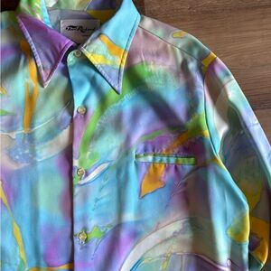 Tori Richard Vintage 1970’s Multicolor Abstract Men's Shirt Large